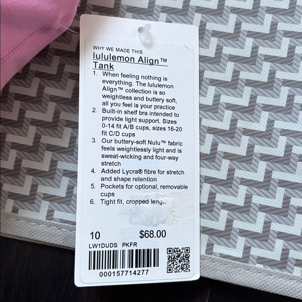 LULULEMON ALIGN TANK IN PINK FROSTING SZ 6 ,10 NWT - Picture 8 of 10